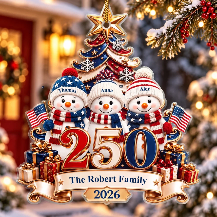 Snowman 250 Years Of Freedom America Anniversary - Personalized Custom Shaped Acrylic Ornament