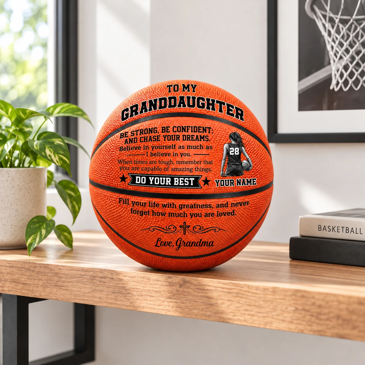 Personalized Basketball Custom Name – To My Grandson Inspirational Basketball Gift, Sports Keepsake for Grandson