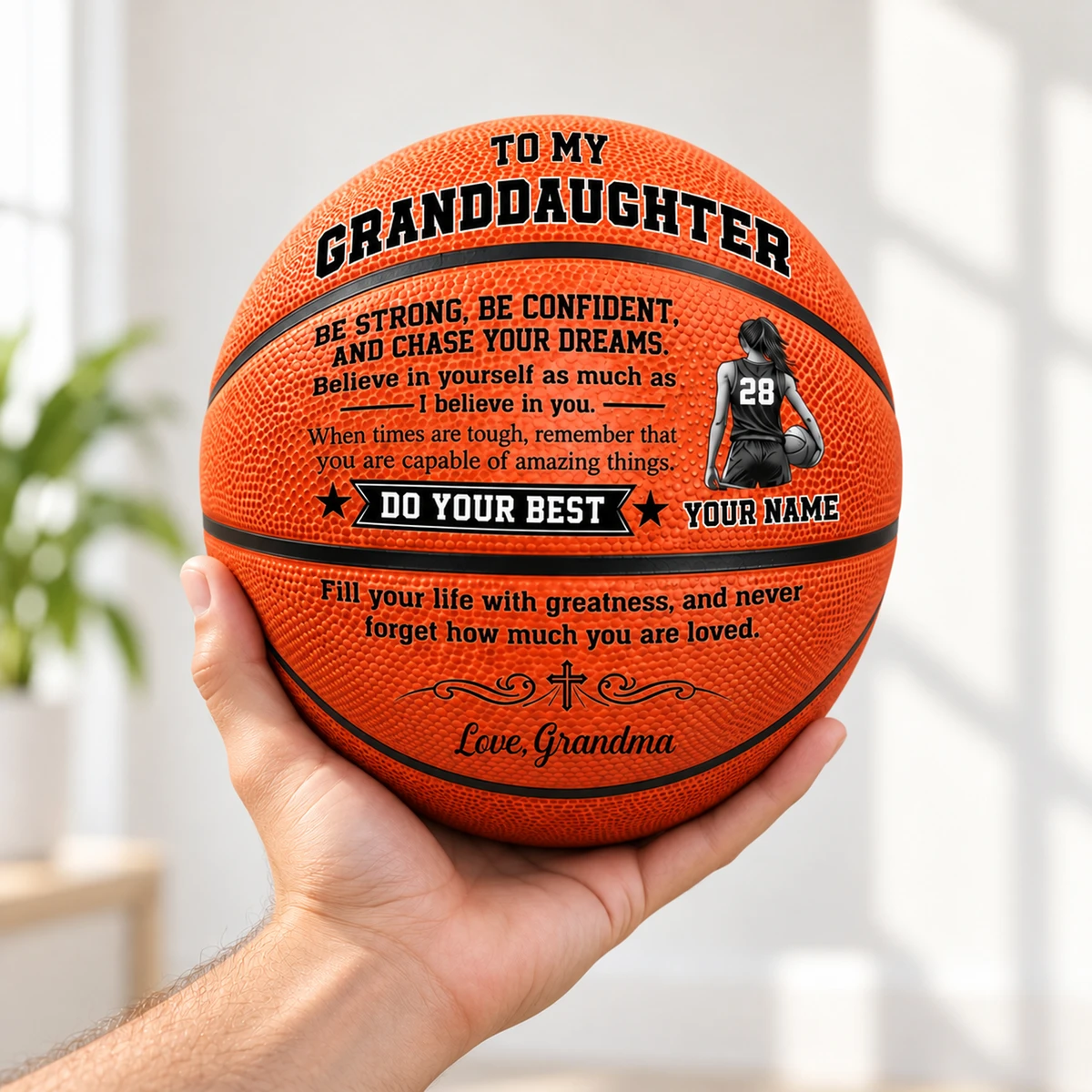 Personalized Basketball Custom Name – To My Grandson Inspirational Basketball Gift, Sports Keepsake for Grandson