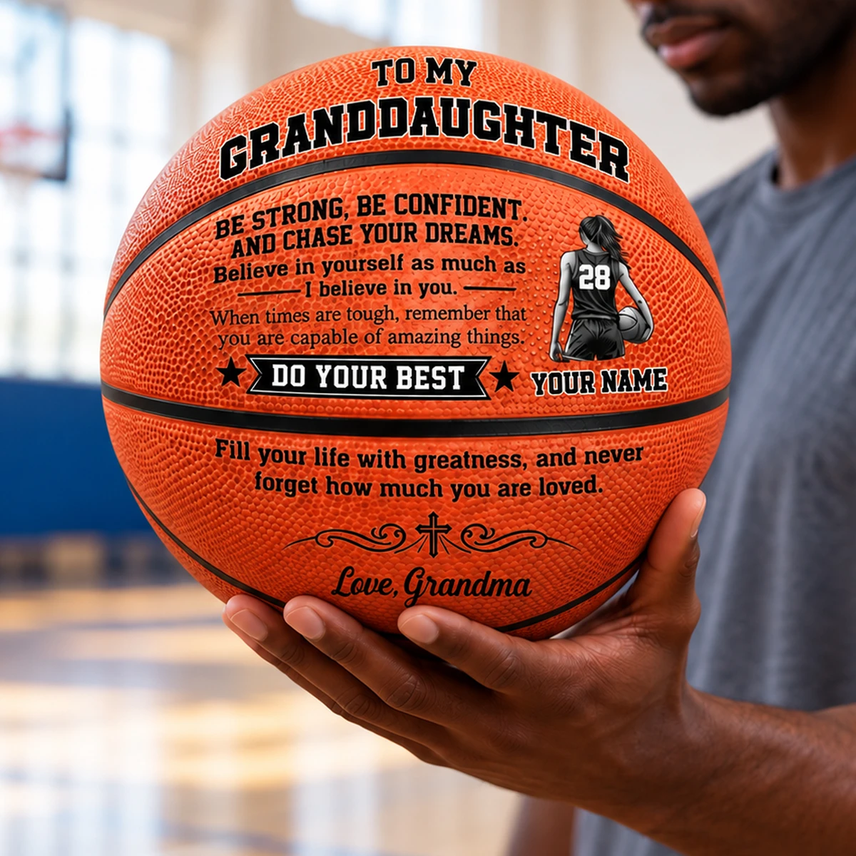 Personalized Basketball Custom Name – To My Grandson Inspirational Basketball Gift, Sports Keepsake for Grandson