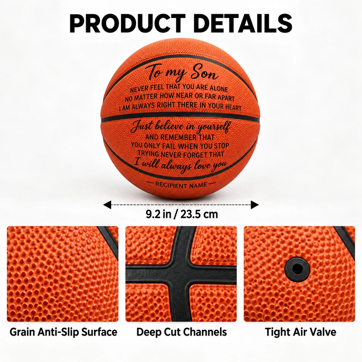Personalized To My Son Basketball – Custom Name Inspirational Basketball Gift, Never Feel That You Are Alone, Motivational Sports Gift from Mom and Dad to Son