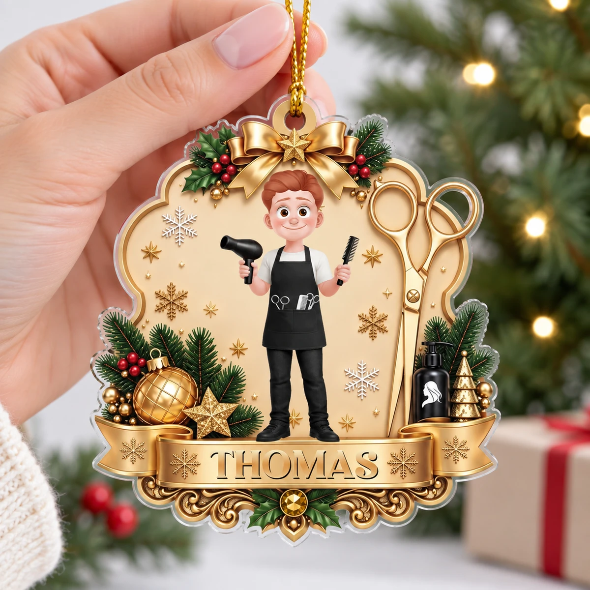 Personalized Hairstylist Christmas Ornament Custom Name & Character, Hairdresser Salon Holiday Keepsake, Barber Beauty Stylist Tree Decor, Christmas Gift