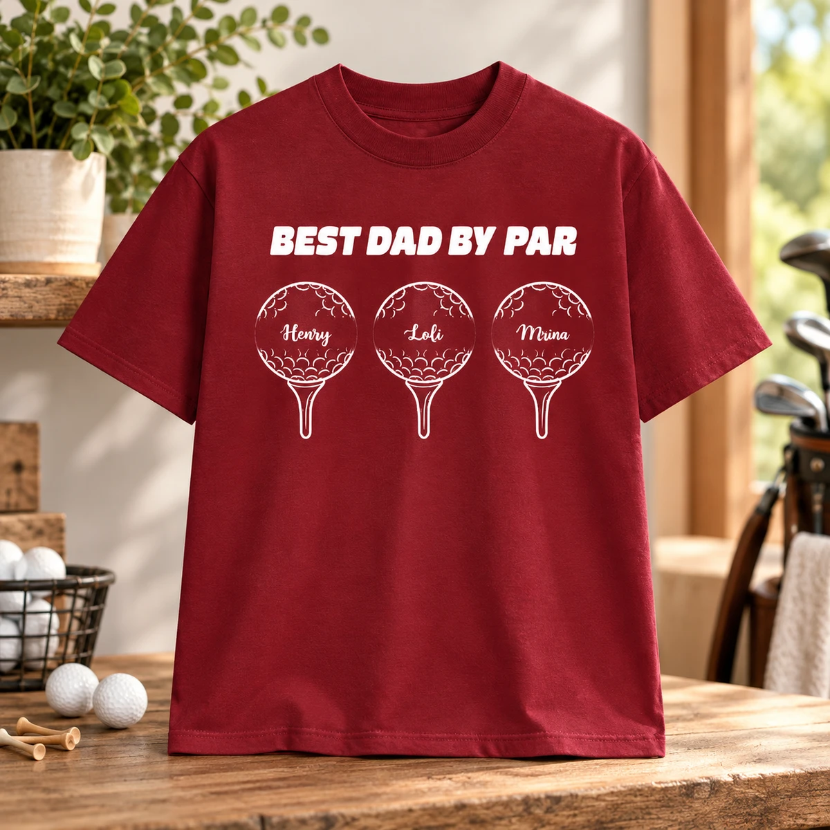 Best Dad Grandpa By Par Personalized Golf Ball T-Shirt – Custom Kids Names Golf Shirt, Father's Day Gift for Dad, Grandpa