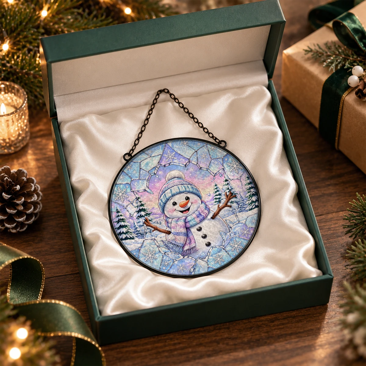 Snowman Christmas Suncatcher, Winter Stained Glass Window Decor, Snowflake Snowman Hanging Decoration, Christmas Gift for Family and Friends