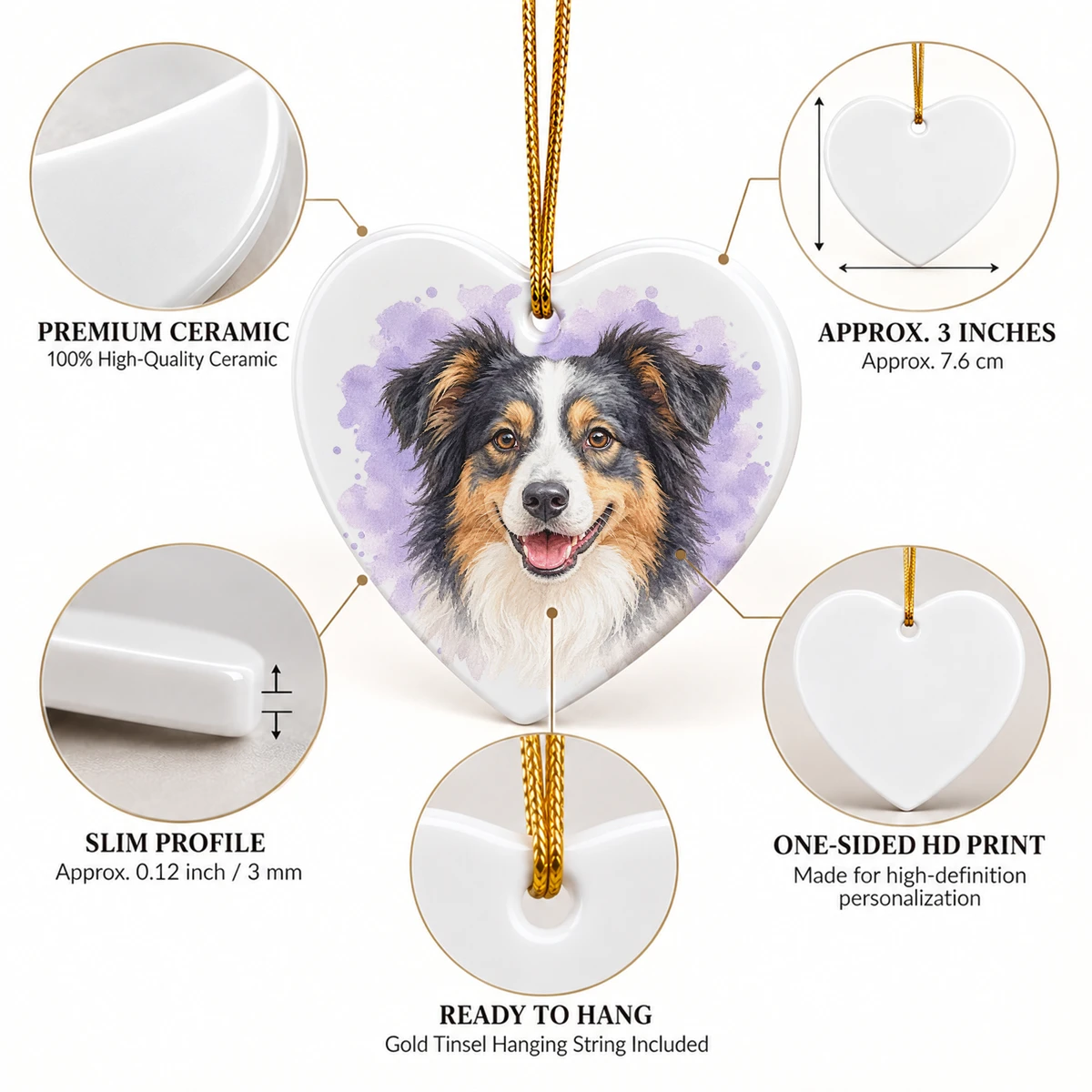Custom Pet Memorial Christmas Ornament, Personalized Dog Photo Name Heart Ornament, Paw Print Memorial Keepsake, Sympathy Gift for Dog Lover