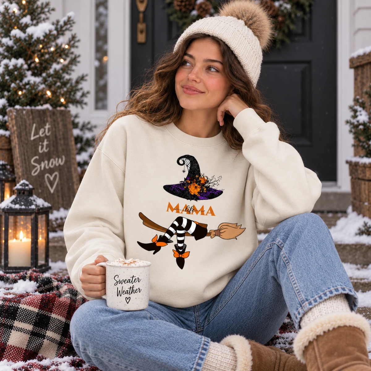 Personalized Halloween Witch Sweatshirt Custom Name or Quote Spooky Season Gift