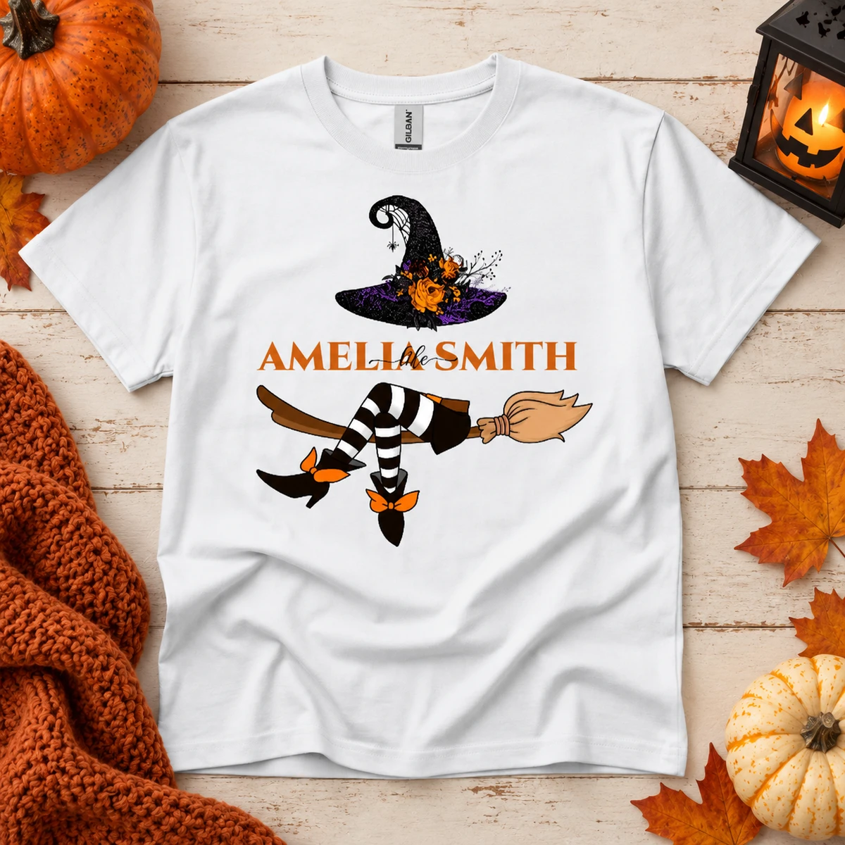 Custom Name Halloween T Shirt Personalized Witch Hat Broom Funny Mom Halloween Shirt