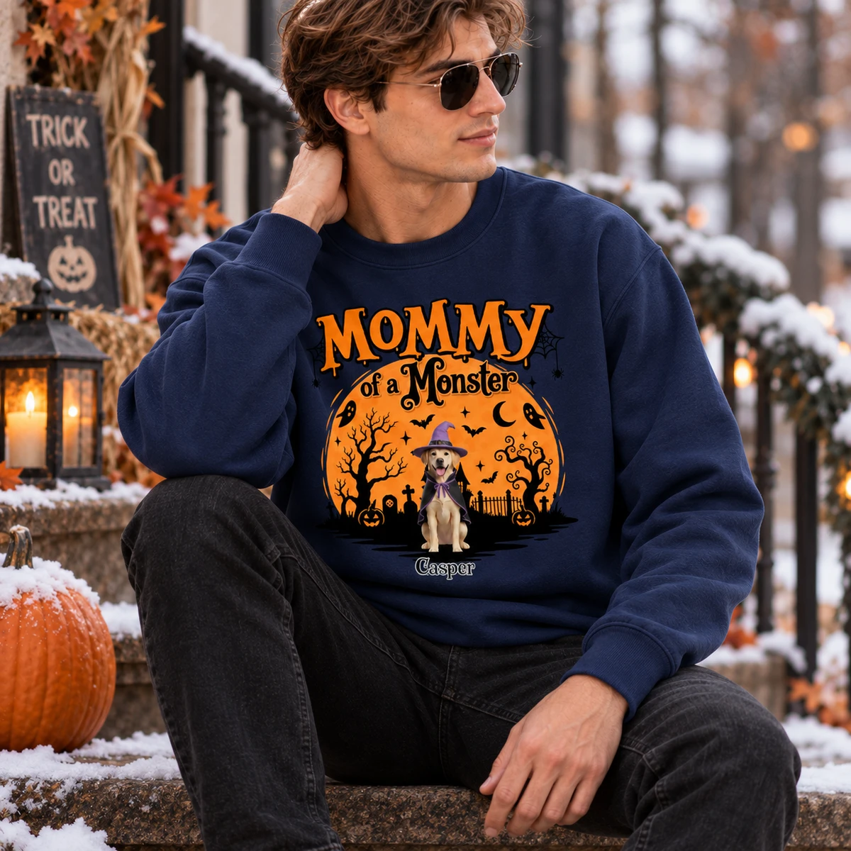 Mommy of a Monster  -  Personalized Pet Halloween Sweatshirt Custom Photo & Name