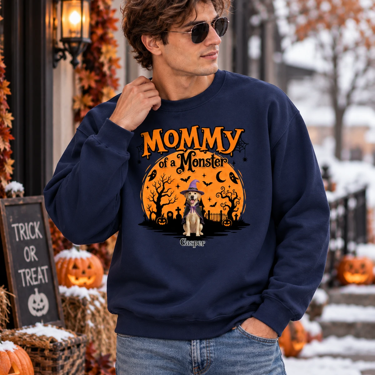 Mommy of a Monster  -  Personalized Pet Halloween Sweatshirt Custom Photo & Name