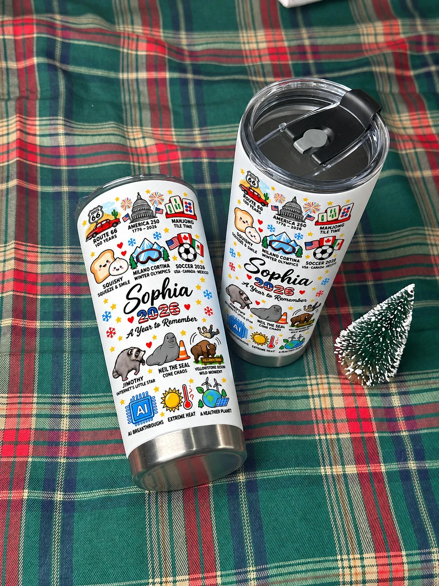 Personalized 20oz Tumbler Custom Name – 2026 A Year To Remember USA Travel Sports & Fun Events Stainless Steel Cup Gift