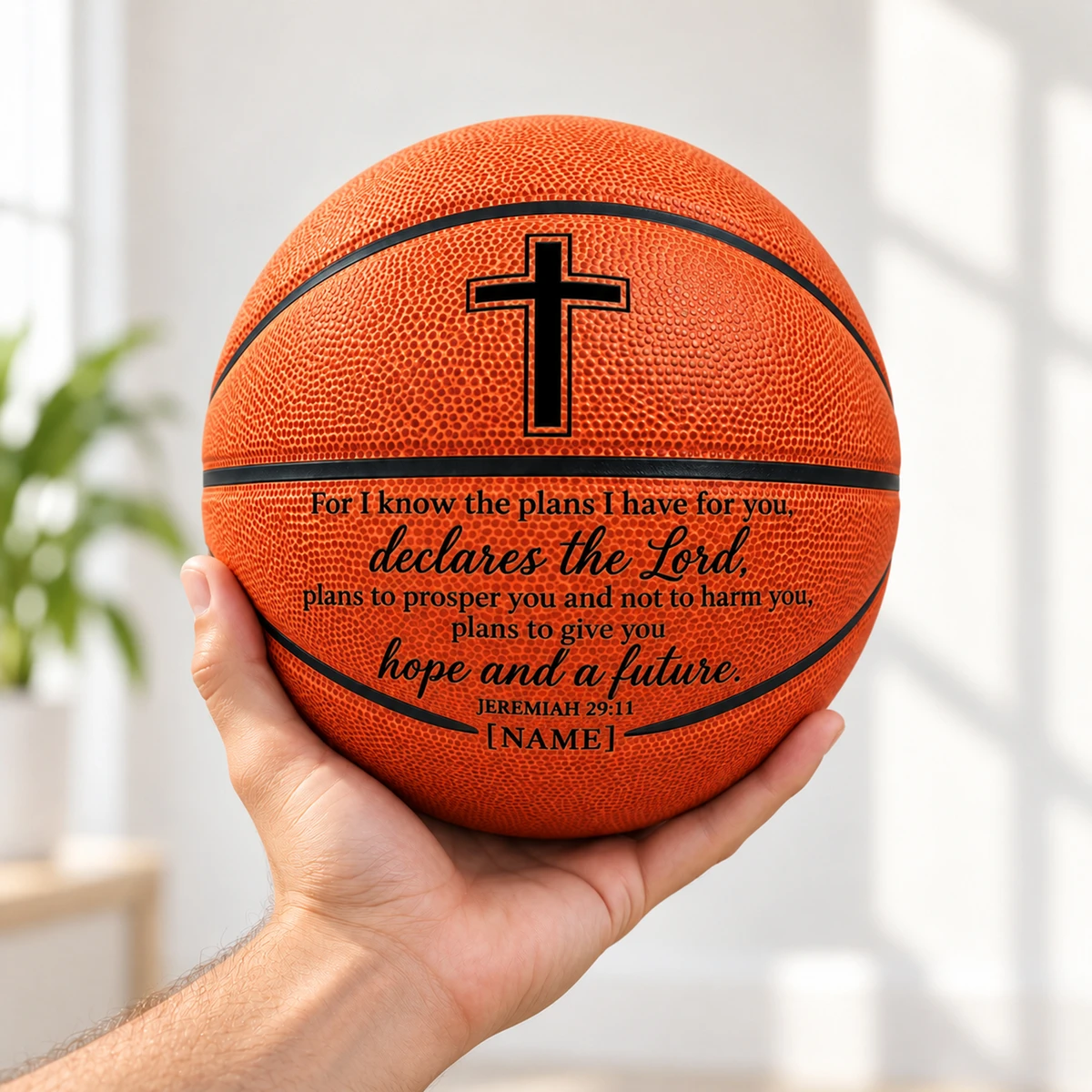 Personalized Christian Basketball – Custom Name Bible Verse Basketball, Jeremiah 29:11 & Philippians 4:13 Scripture Design, Inspirational Religious Basketball Gift for Boys and Girls