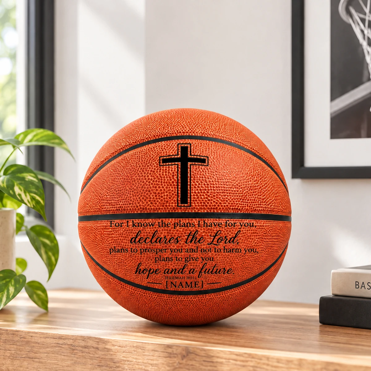 Personalized Christian Basketball – Custom Name Bible Verse Basketball, Jeremiah 29:11 & Philippians 4:13 Scripture Design, Inspirational Religious Basketball Gift for Boys and Girls