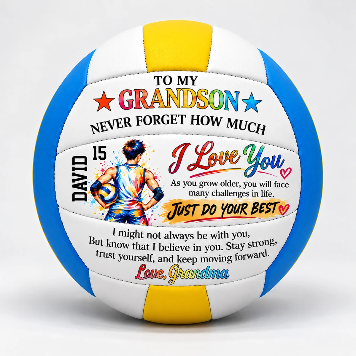 Personalized Volleyball Custom Name – To My Grandson Inspirational Volleyball Gift, Sports Keepsake for Grandson