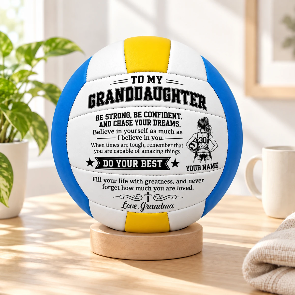 Personalized Volleyball Custom Name & Number, To My Granddaughter Inspirational Volleyball, Grandma Gift for Volleyball Player, Sports Keepsake
