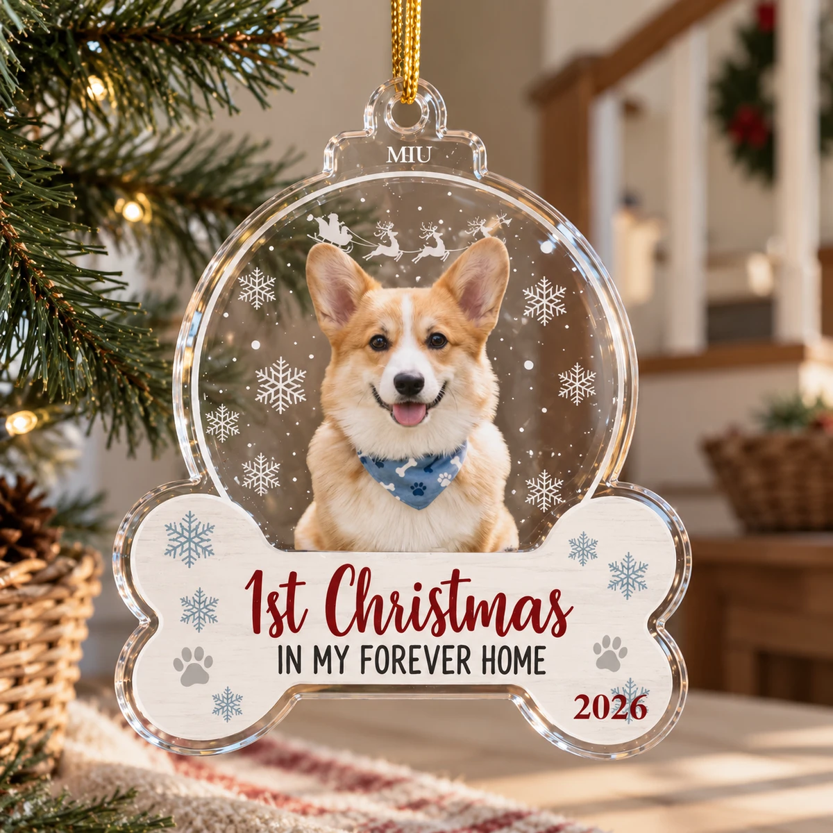1st Christmas Dog Cat - Personalized Acrylic Photo Ornament
