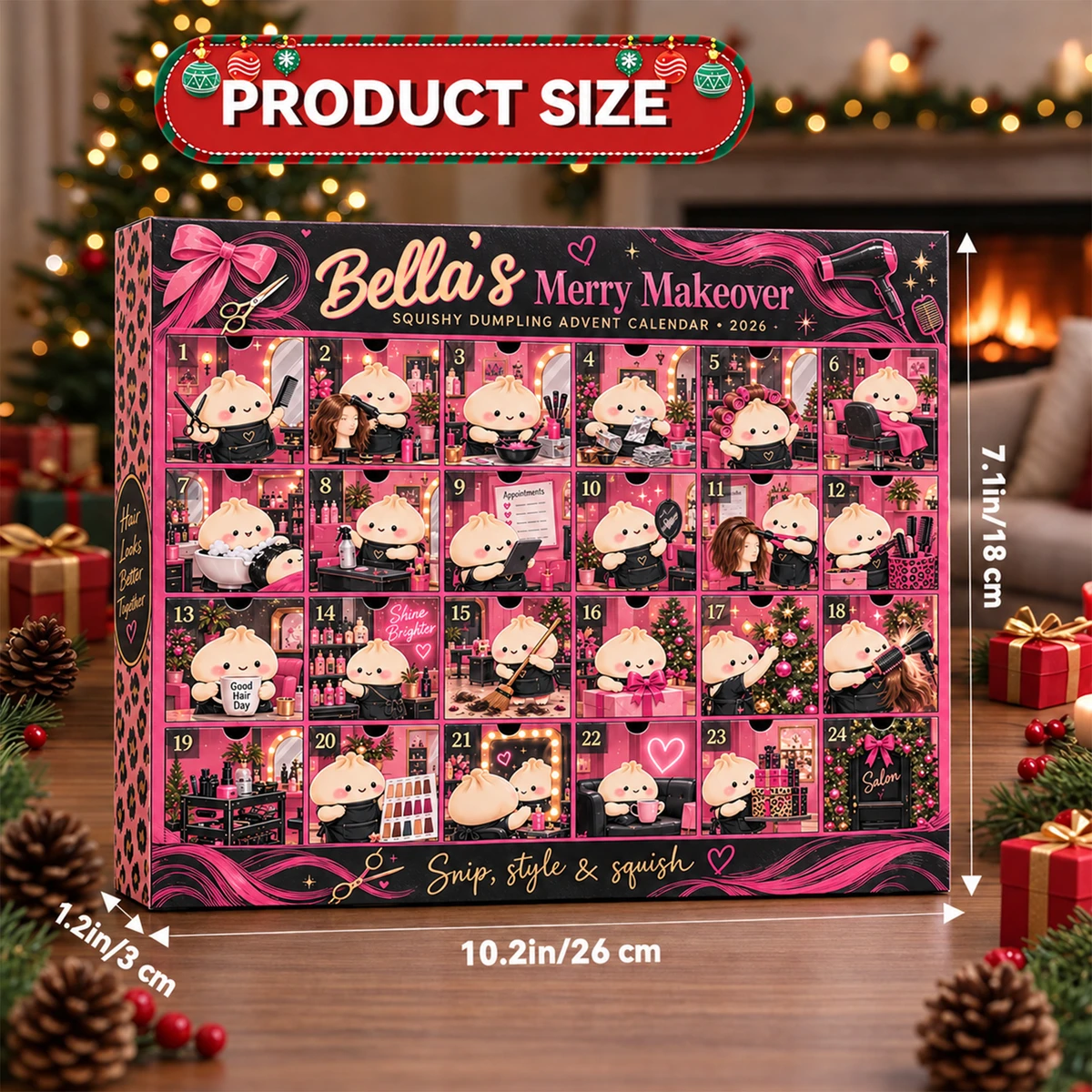Personalized Dumpling Advent Calendar Custom Name, Squishy Christmas Countdown, Cute Beauty Salon Advent Calendar, Fun Holiday Gift for Her