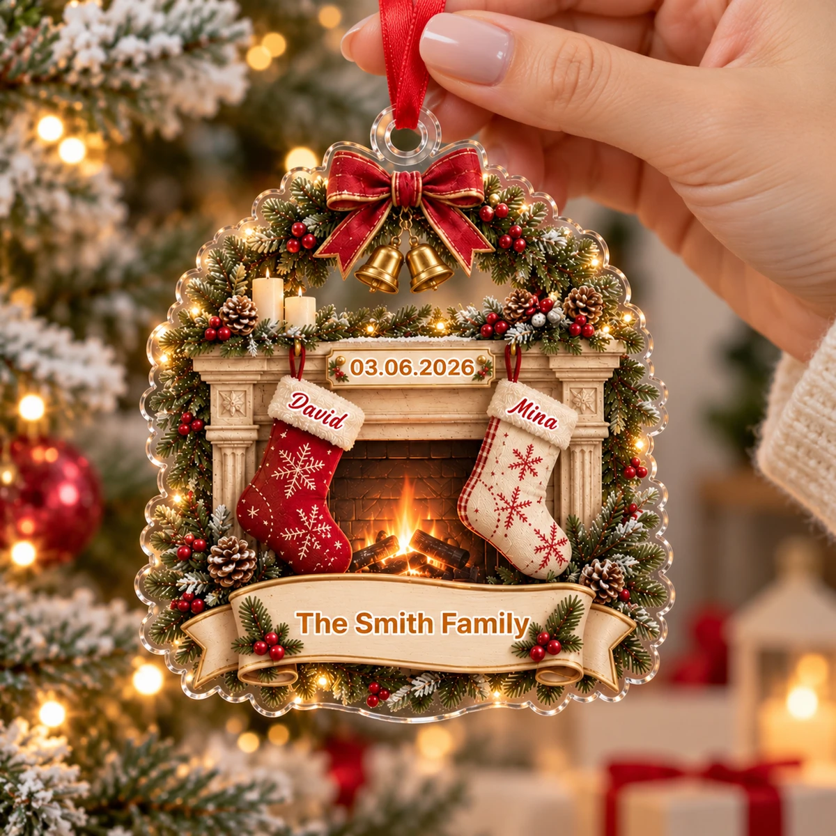 Personalized Acrylic First Christmas As Mr. & Mrs. Hanging Ornament, Couple Xmas Tree Decor