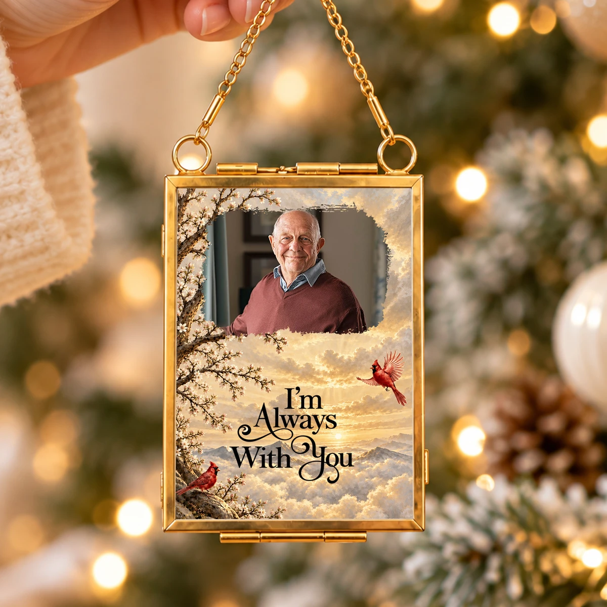 Personalized Memorial Photo Hanging Glass Frame Ornament – Custom Remembrance Christmas Ornament, Forever in Our Hearts Sympathy Gift for Loss of Loved One