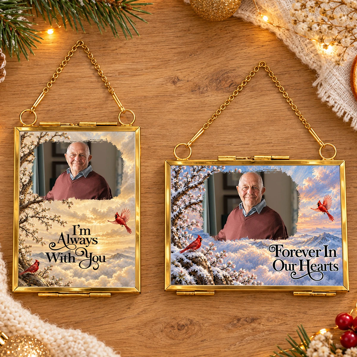 Personalized Memorial Photo Hanging Glass Frame Ornament – Custom Remembrance Christmas Ornament, Forever in Our Hearts Sympathy Gift for Loss of Loved One