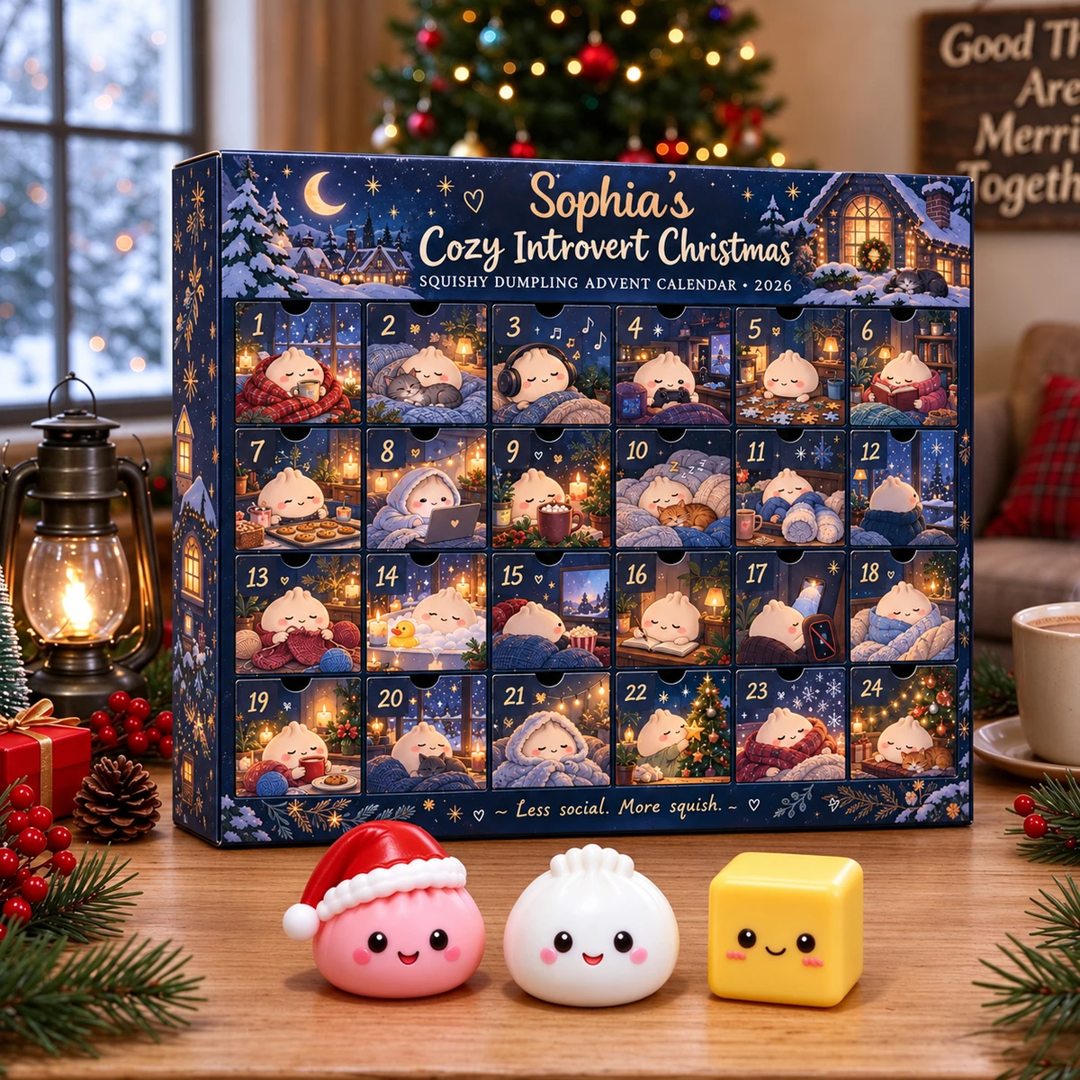 What If Christmas Plans Were Just Staying Home? Personalized Dumpling Advent Calendar, Custom Name Squishy Countdown Gift