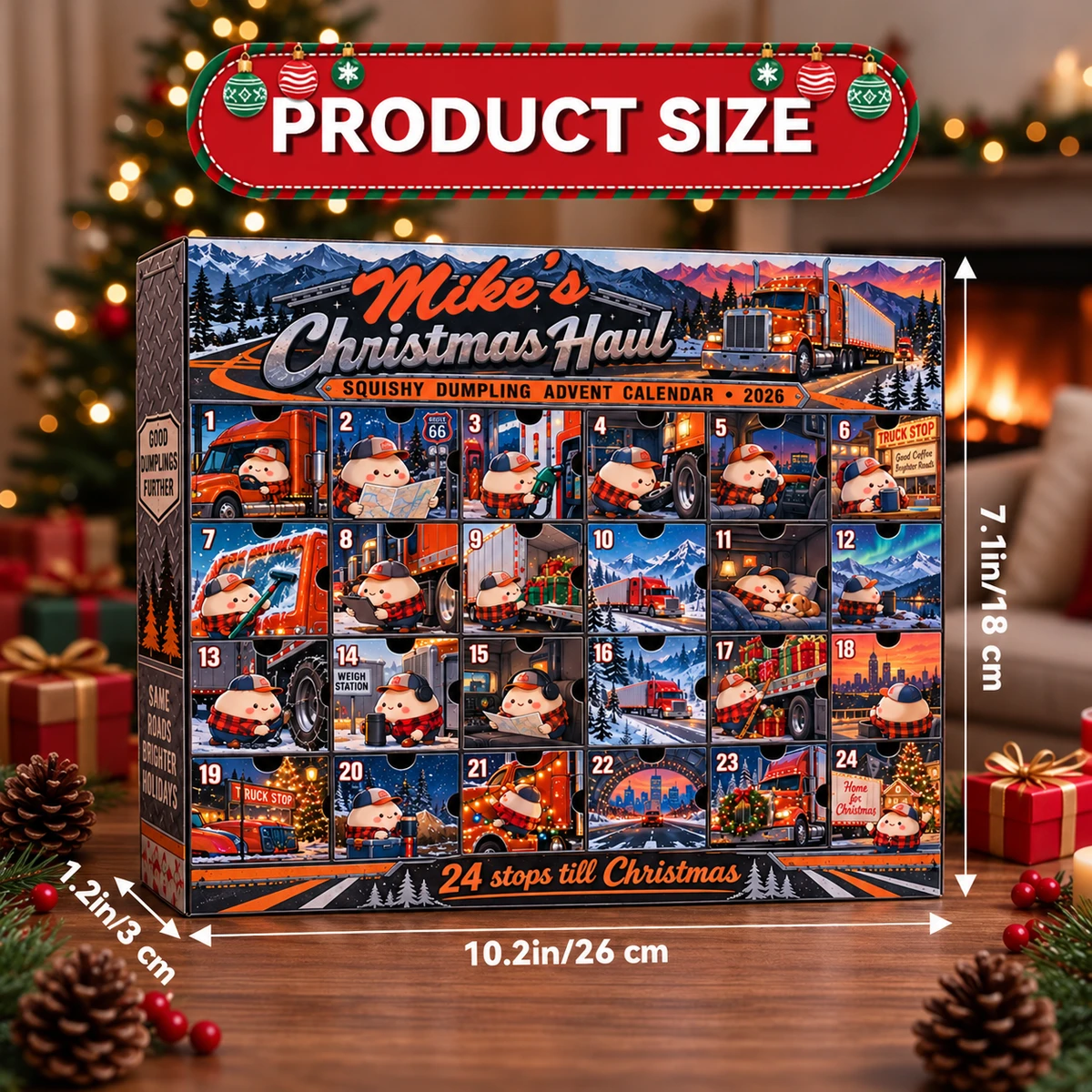 Custom Name Truck Driver Advent Calendar - 24 Mystery Squishy Dumplings