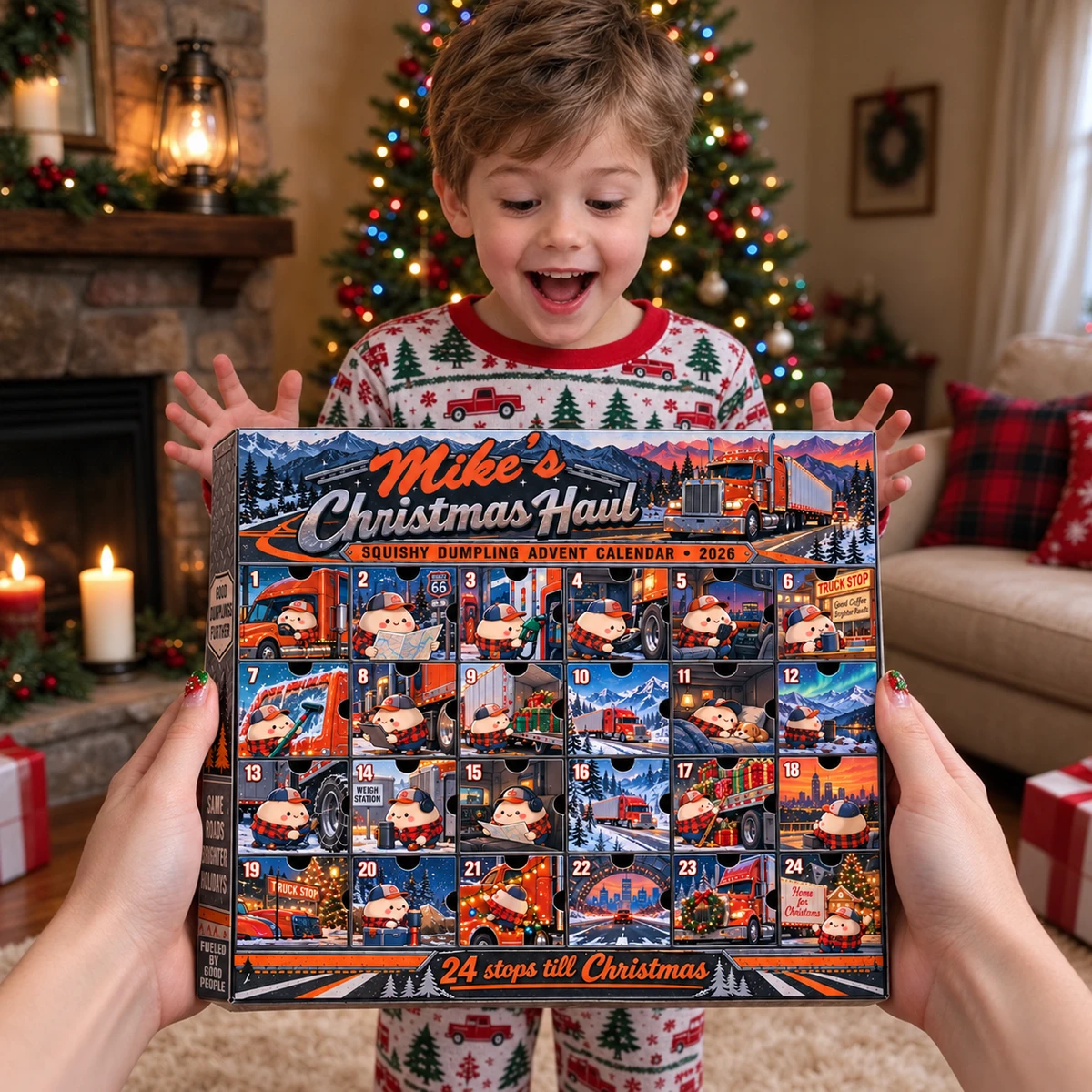Custom Name Truck Driver Advent Calendar - 24 Mystery Squishy Dumplings
