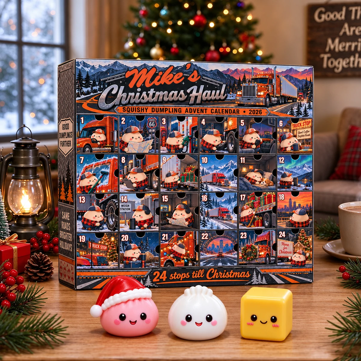 Custom Name Truck Driver Advent Calendar - 24 Mystery Squishy Dumplings