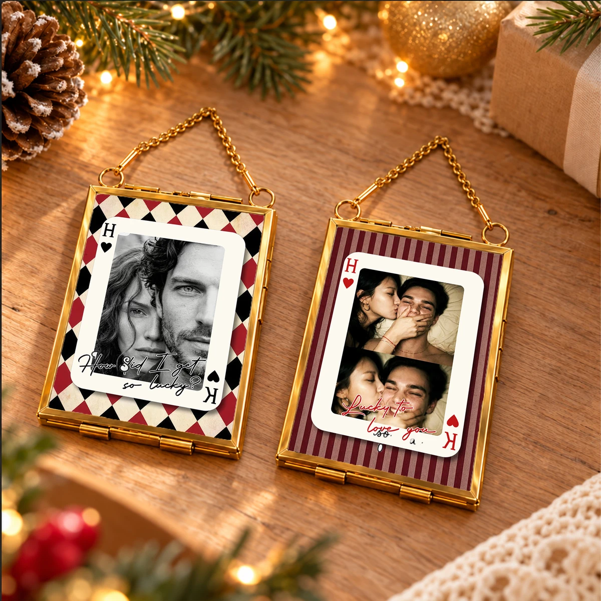 Personalized Frame Christmas Ornament Custom Couple Photo – Romantic Photo Keepsake Holiday Tree Decor Gift for Couples