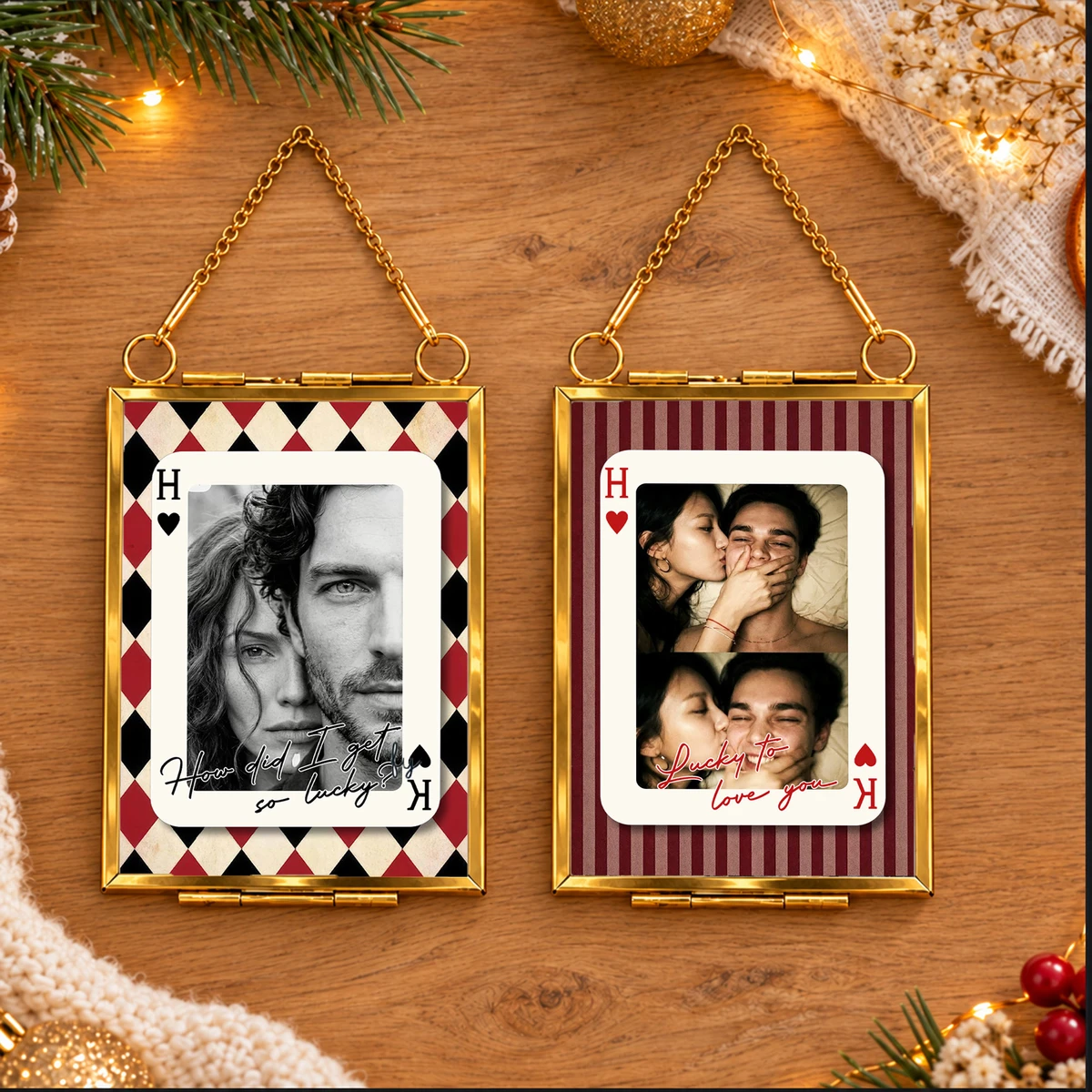 Personalized Frame Christmas Ornament Custom Couple Photo – Romantic Photo Keepsake Holiday Tree Decor Gift for Couples