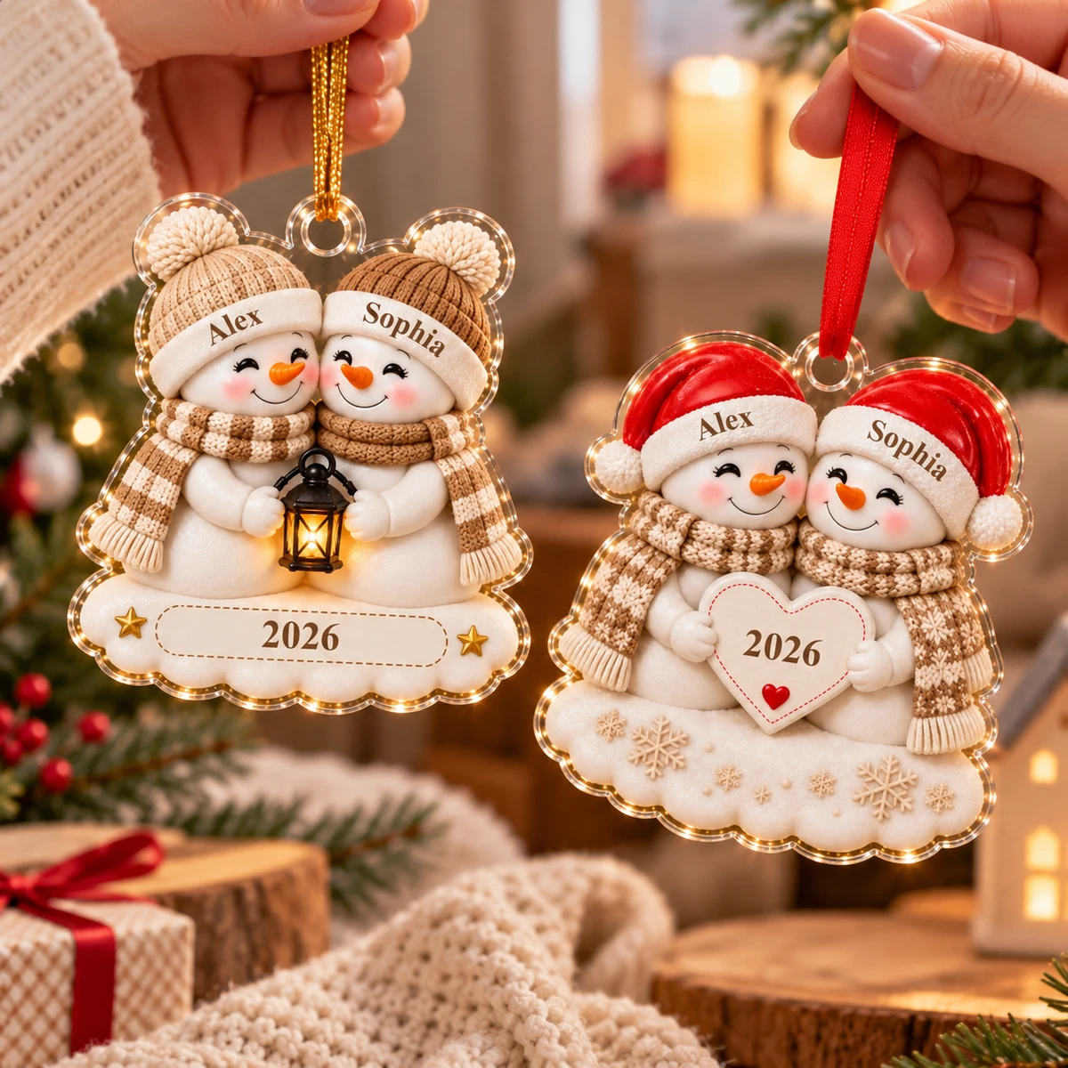 Personalized Couple Christmas Ornament 2026, Custom Name Snowman Ornament, First Christmas as a Couple Bauble, Keepsake Gift