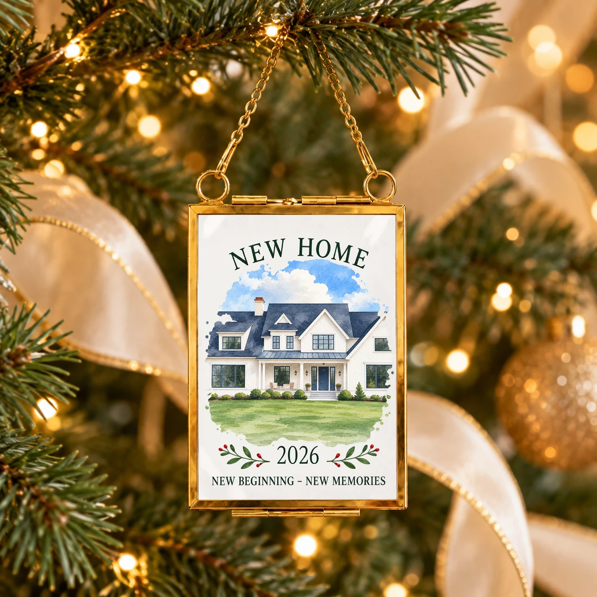 New Home New House New Beginning Photo Inserted Housewarming Gift Personalized Ceramic Ornament