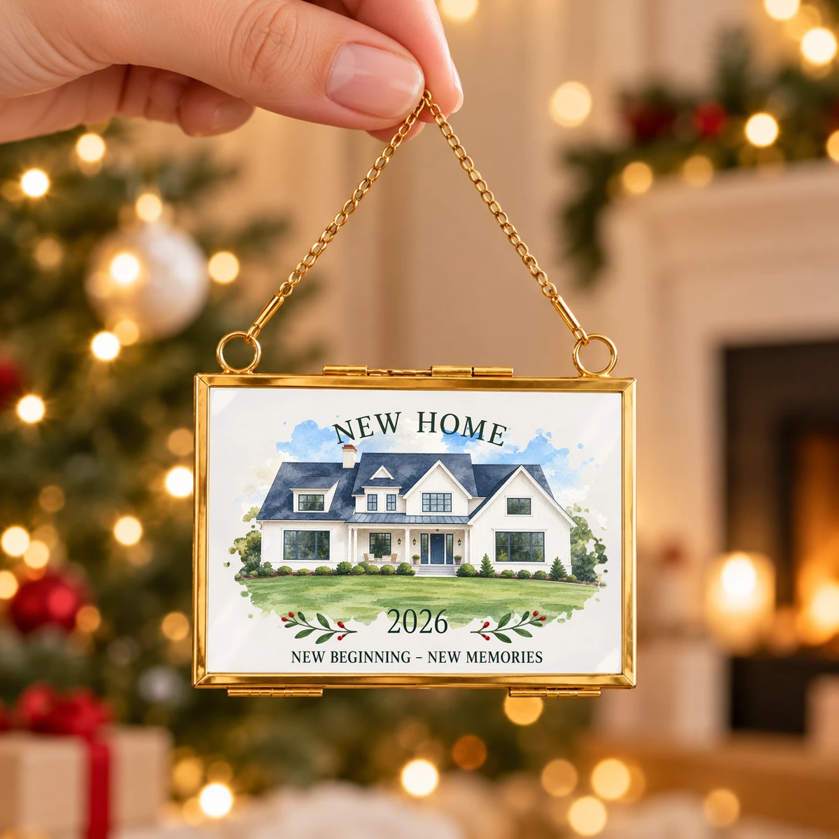 New Home New House New Beginning Photo Inserted Housewarming Gift Personalized Ceramic Ornament