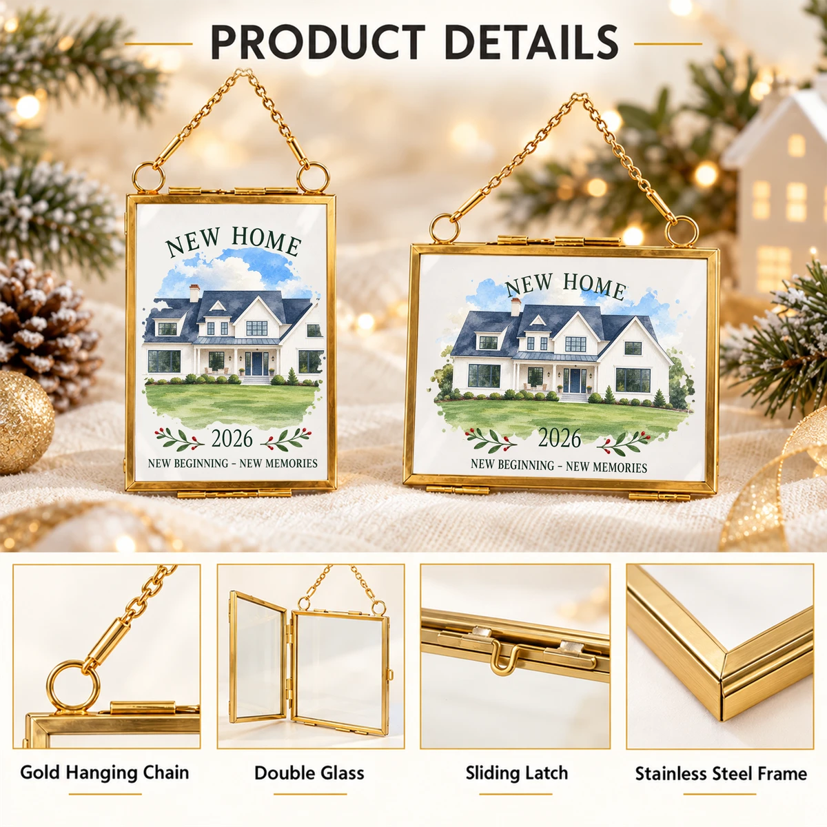 New Home New House New Beginning Photo Inserted Housewarming Gift Personalized Ceramic Ornament