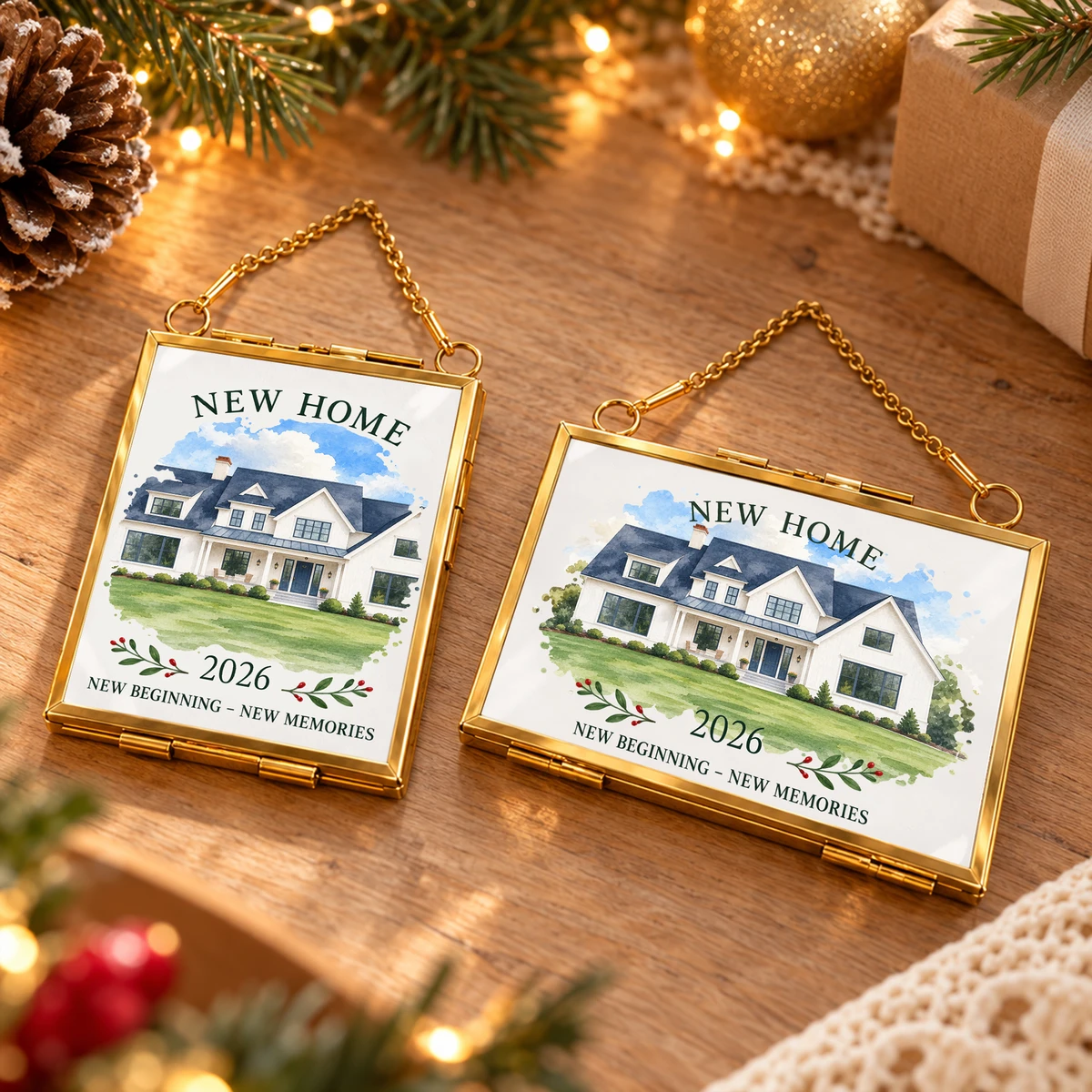 New Home New House New Beginning Photo Inserted Housewarming Gift Personalized Ceramic Ornament