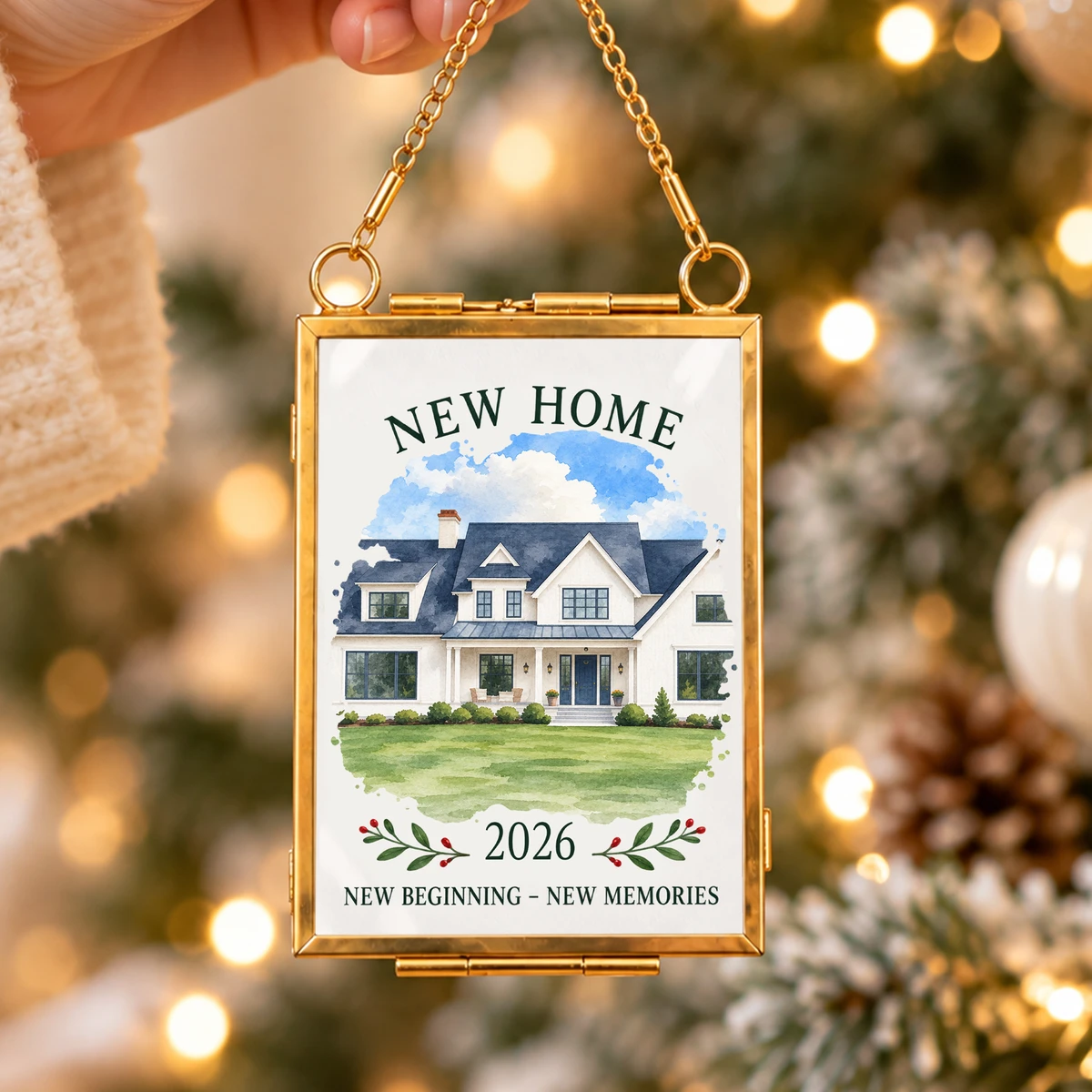 New Home New House New Beginning Photo Inserted Housewarming Gift Personalized Ceramic Ornament