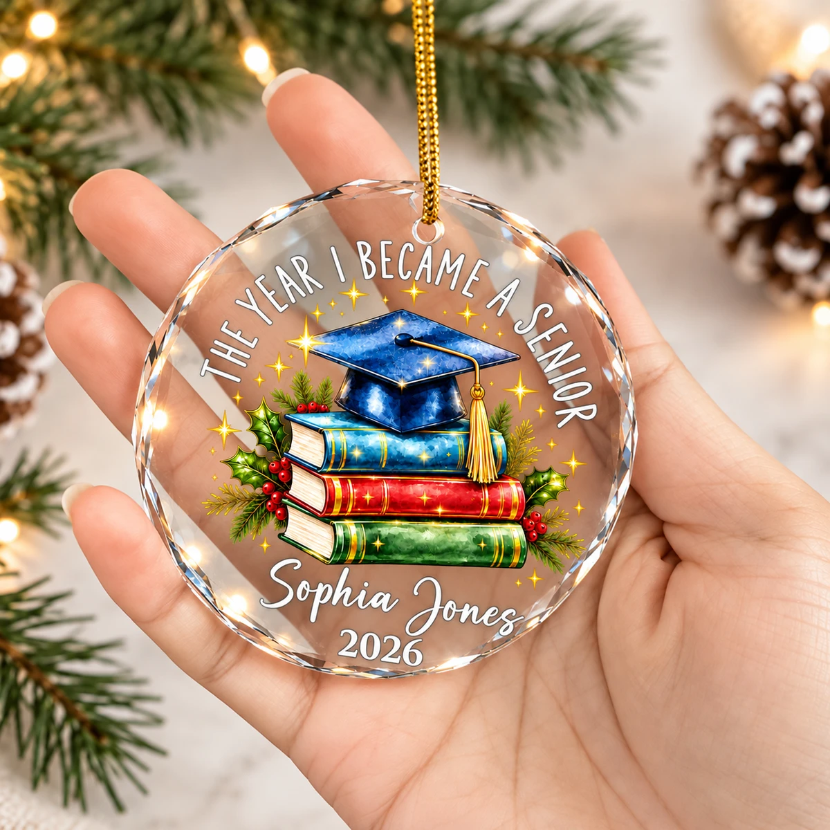 The Year I Became a Senior - Custom Senior Year Glass Ornament