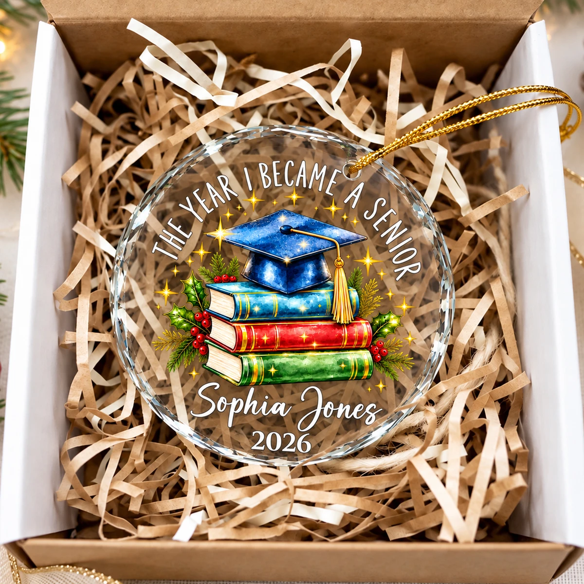The Year I Became a Senior - Custom Senior Year Glass Ornament