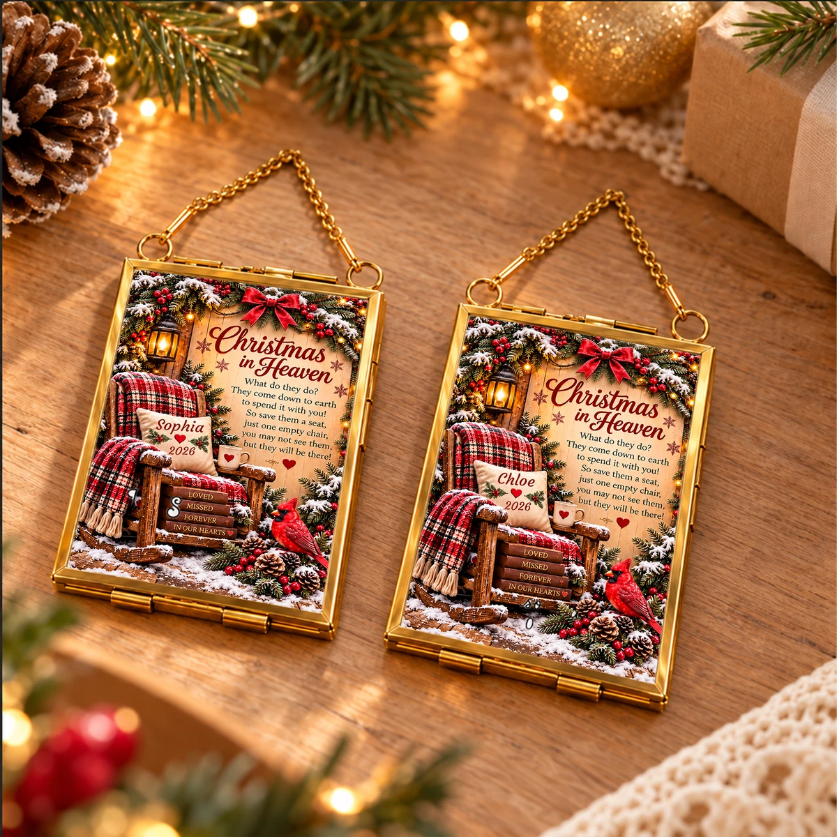 Custom Name Memorial Christmas Ornament, Christmas in Heaven Keepsake with Year, In Loving Memory Holiday Decor, Sympathy Gift