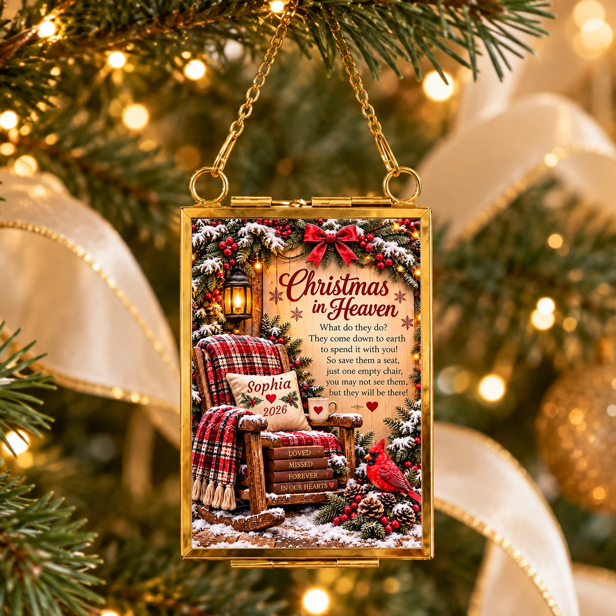 Custom Name Memorial Christmas Ornament, Christmas in Heaven Keepsake with Year, In Loving Memory Holiday Decor, Sympathy Gift