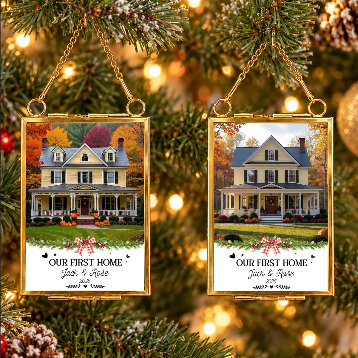 Personalized Our First Home Christmas Ornament – Custom House Photo, Names & Year, First Home Keepsake, New Homeowner Christmas Gift