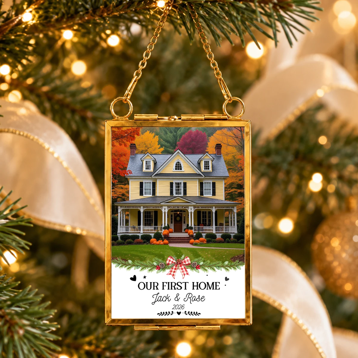 Personalized Our First Home Christmas Ornament – Custom House Photo, Names & Year, First Home Keepsake, New Homeowner Christmas Gift