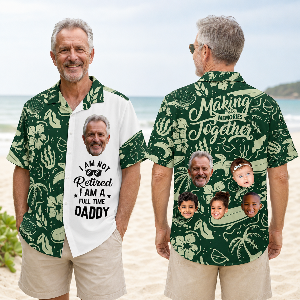 Custom Face Hawaiian Shirt Personalized Dad and Kids Vacation Shirt Gift for Dad