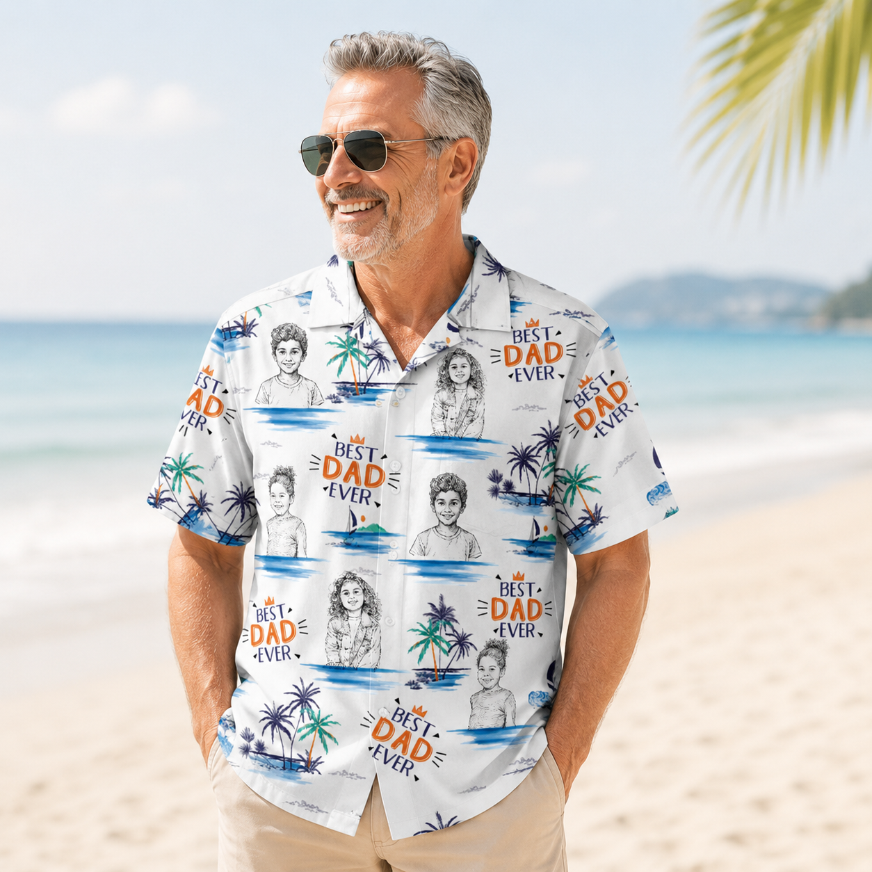 Custom Face Kids Hawaiian Shirt Personalized Children Photo Best Dad Ever Vacation Shirt