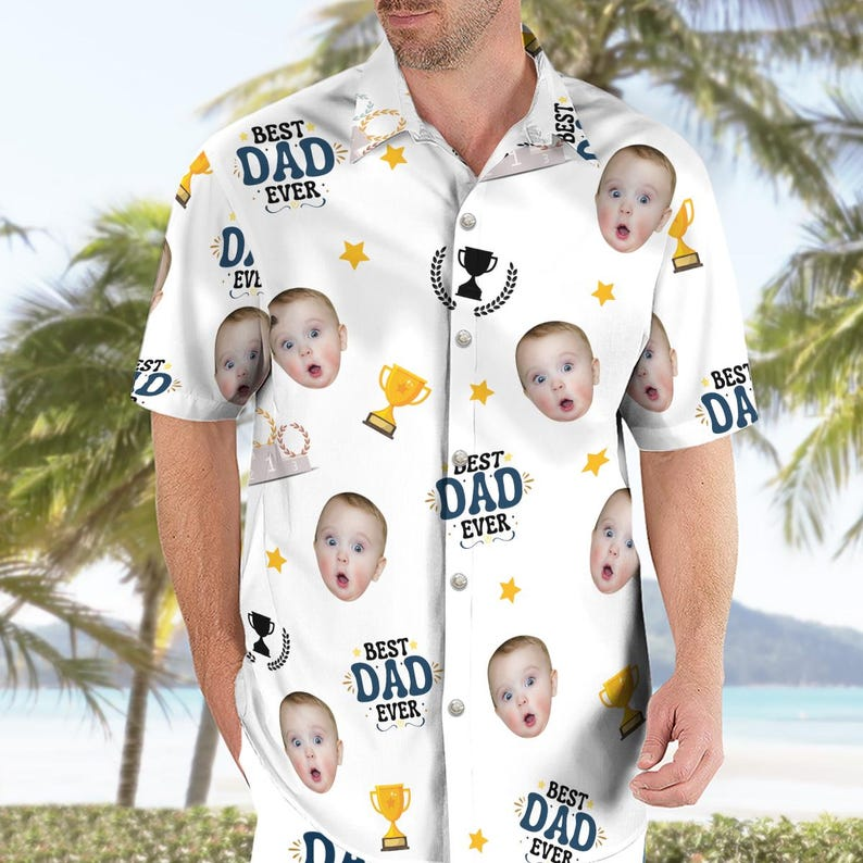 Personalized Father's Day Hawaiian Set, Custom Face Photo, Hawaii Shirt For Dads, Grandpa Gifts Father's Day, Father Day Gifts