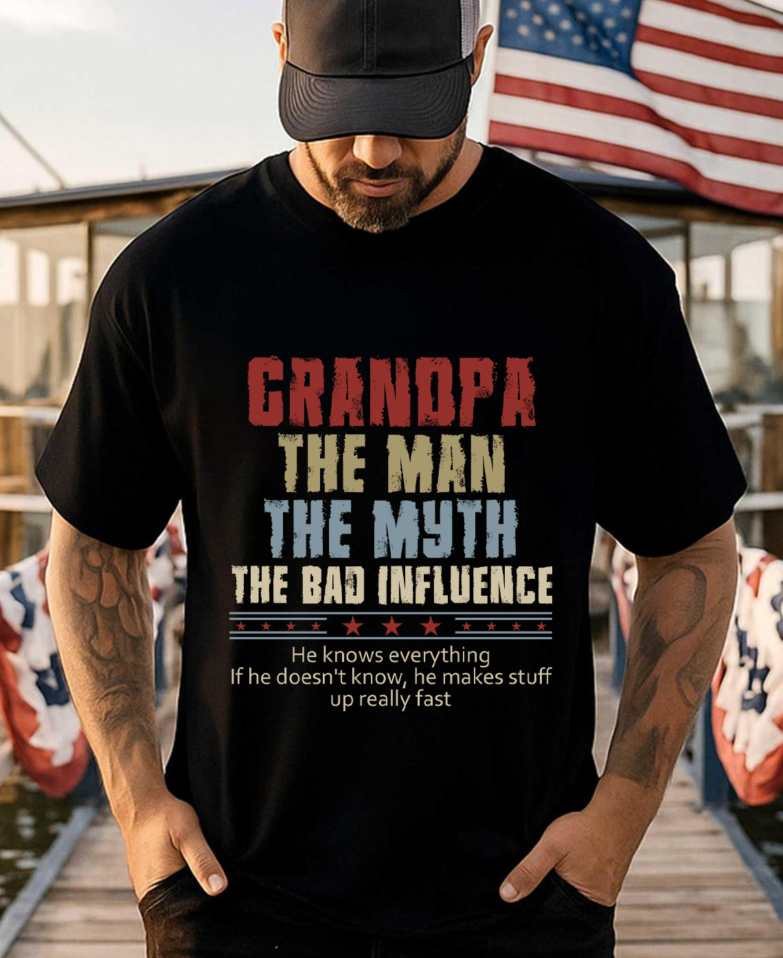 Papa The Man The Myth The Bad Influence Ver 2 - Personalized Shirt