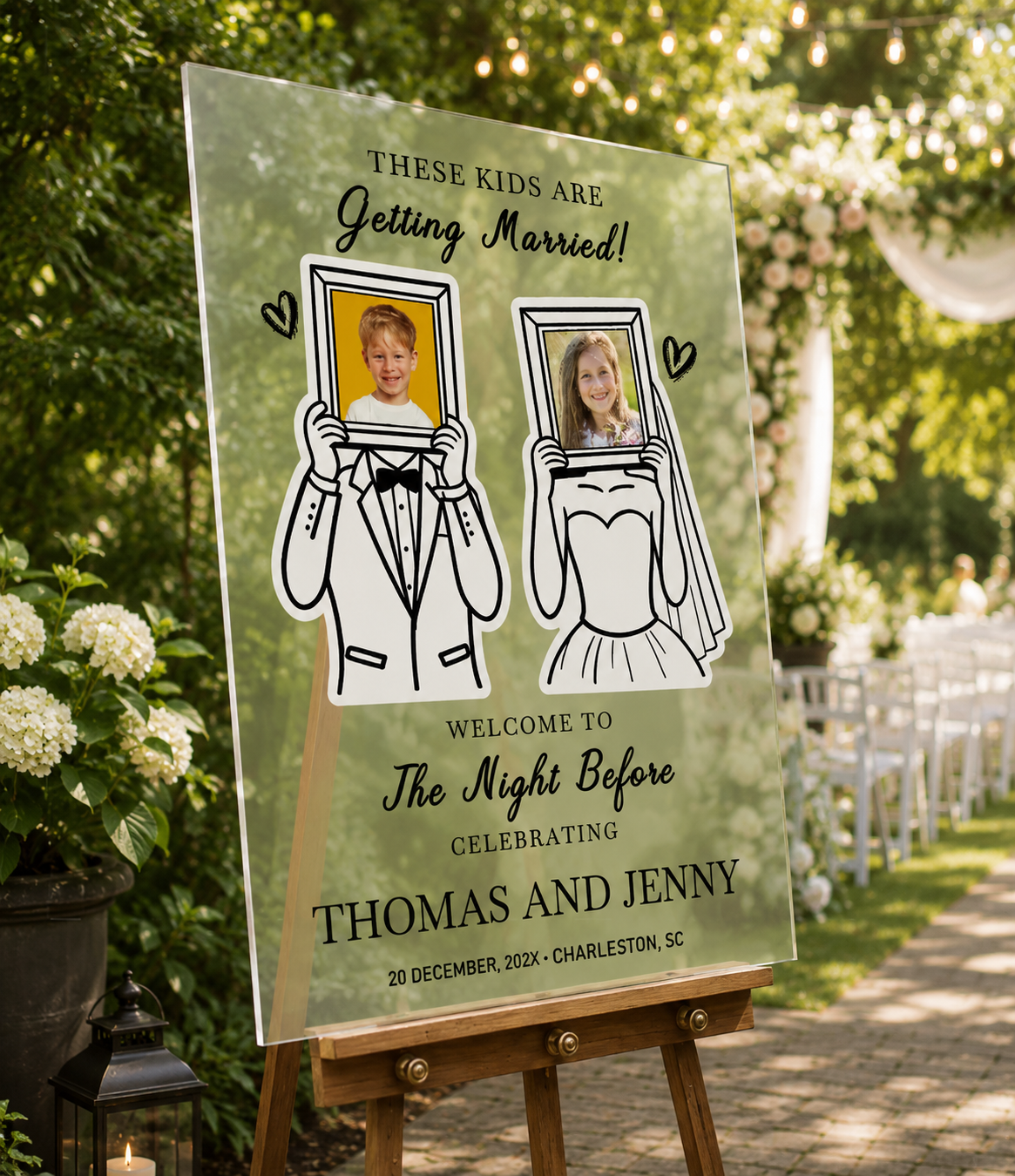 Personalized "These Kids Are Getting Married" Photo Sign - Foam Board, Clear & Frosted Acrylic