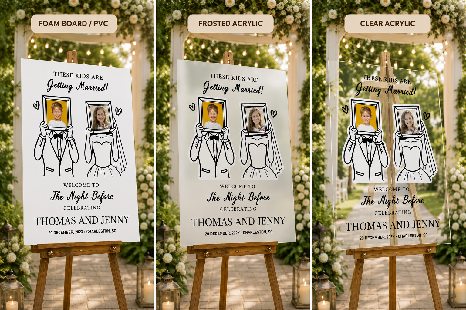 Personalized "These Kids Are Getting Married" Photo Sign - Foam Board, Clear & Frosted Acrylic