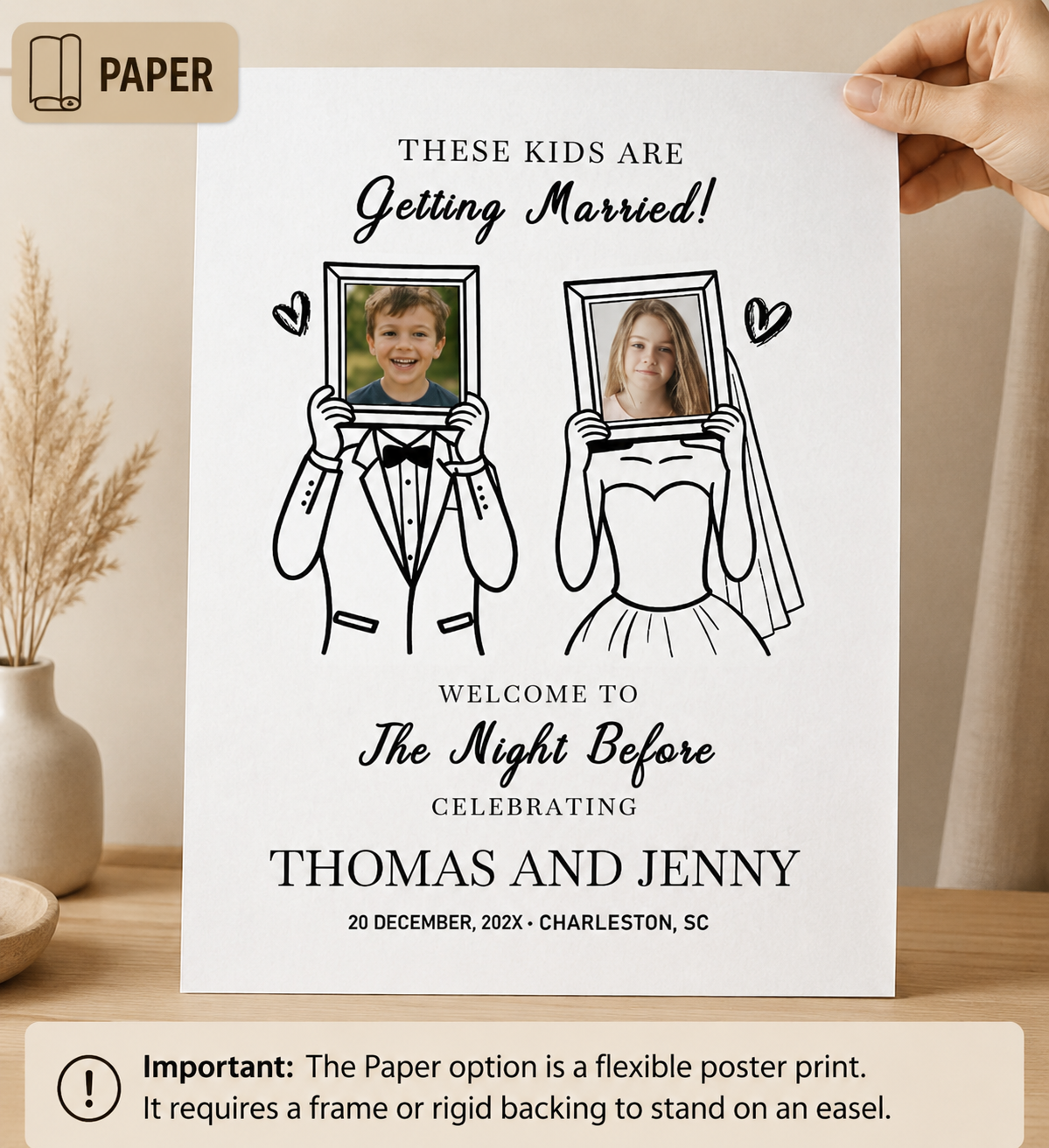 Personalized "These Kids Are Getting Married" Photo Sign - Foam Board, Clear & Frosted Acrylic