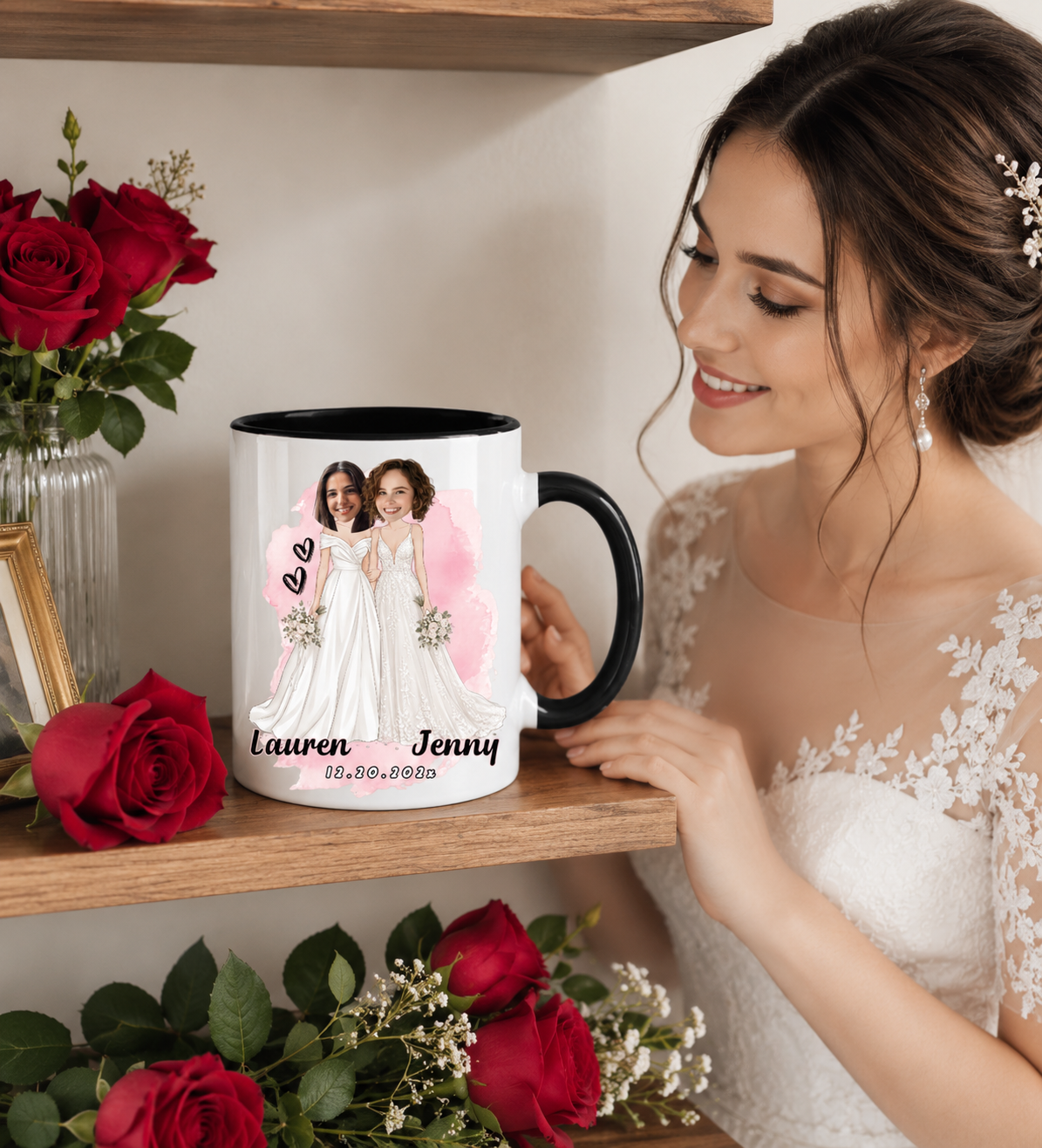 Personalized Two Brides Ceramic Mug – Romantic Keepsake