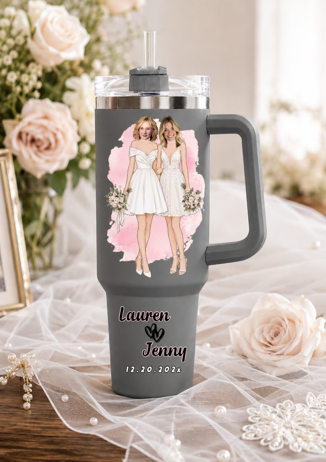Personalized Two Brides 40oz Tumbler – Insulated Keepsake